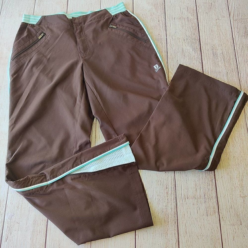 Vintage Izod brown zip hem training pants sz PS